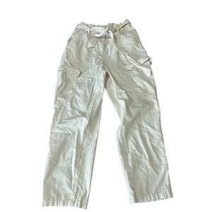 H&M Women's‎ Size 12 Beige Cargo Pants Paper Bag Waist Relaxed Fit